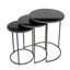 Ensemble de trois tables gigognes à cadre rond en marbre et fer noir et gris-627793246