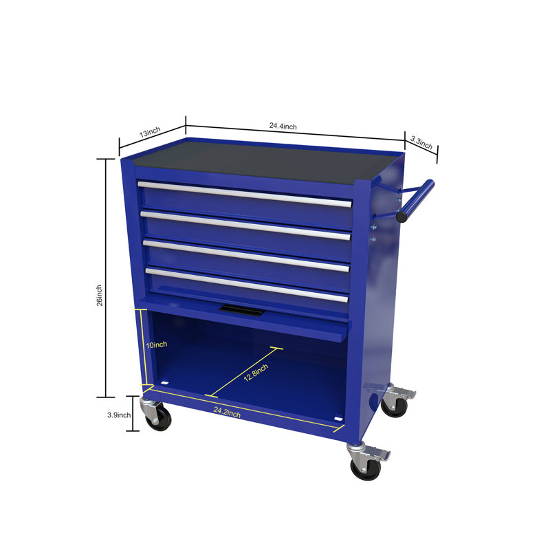 Boîte à outils 24,4 po, bleu. Rangement en métal pour atelier, garage, magasin.
