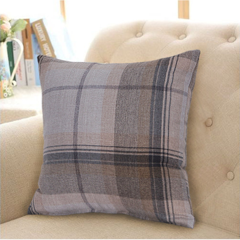 Sonoita Plaid Square Cushion, Grey