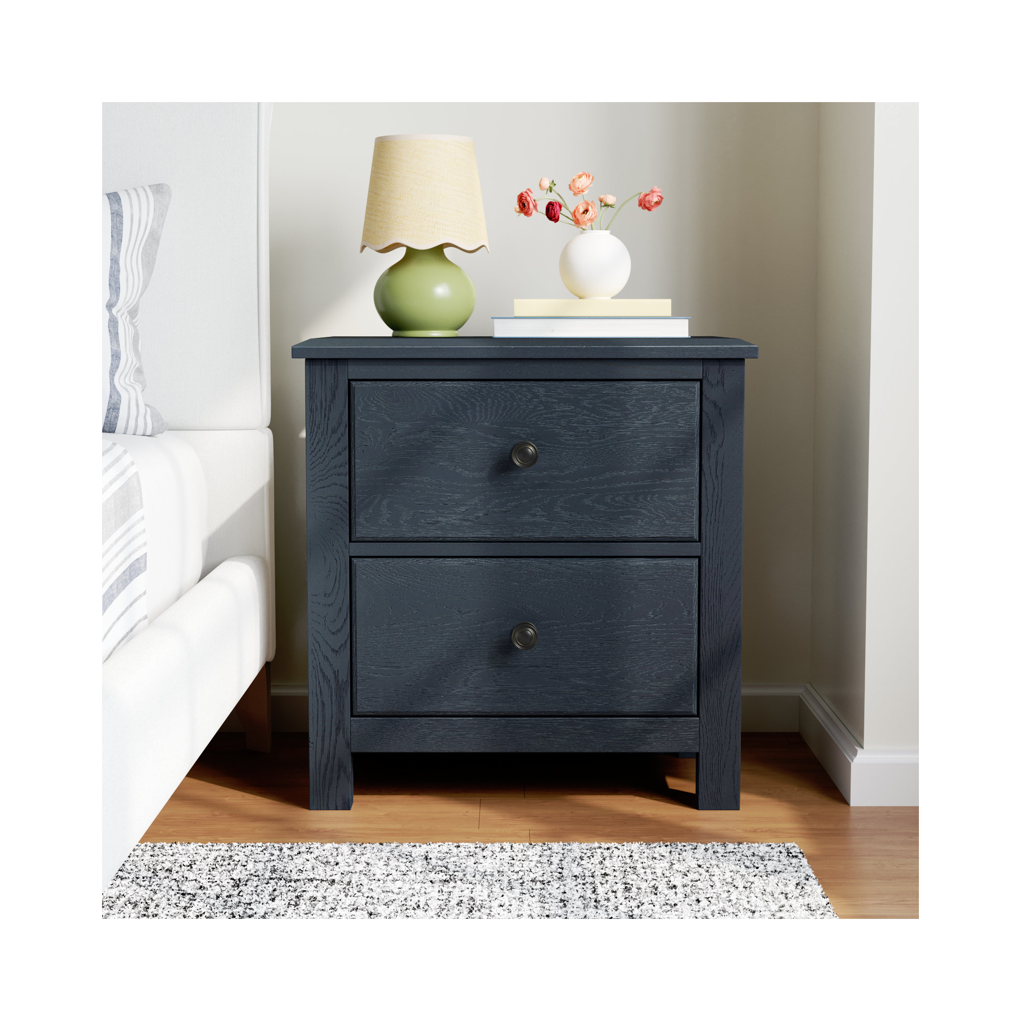 Lewin 2-Drawer Nightstand, Indigo