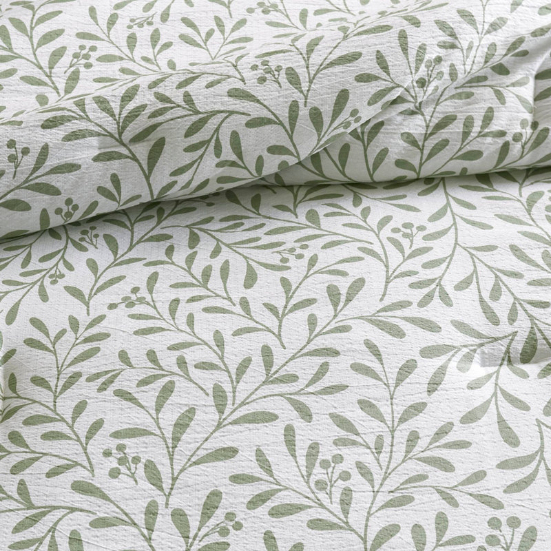 5- Piece King Print Comforter Set, King Sheet Set with 4 Additional Pieces, Sage Green