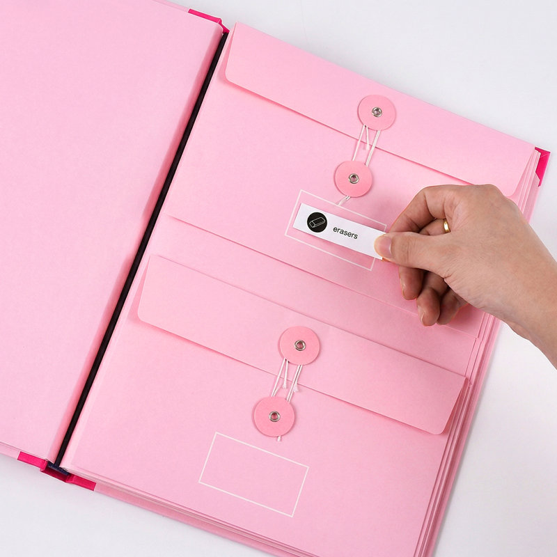 Important classeur de documents, organisateur de dossiers sans acide avec 10 pochettes pour dossiers légaux, médicaux et personnels, rose