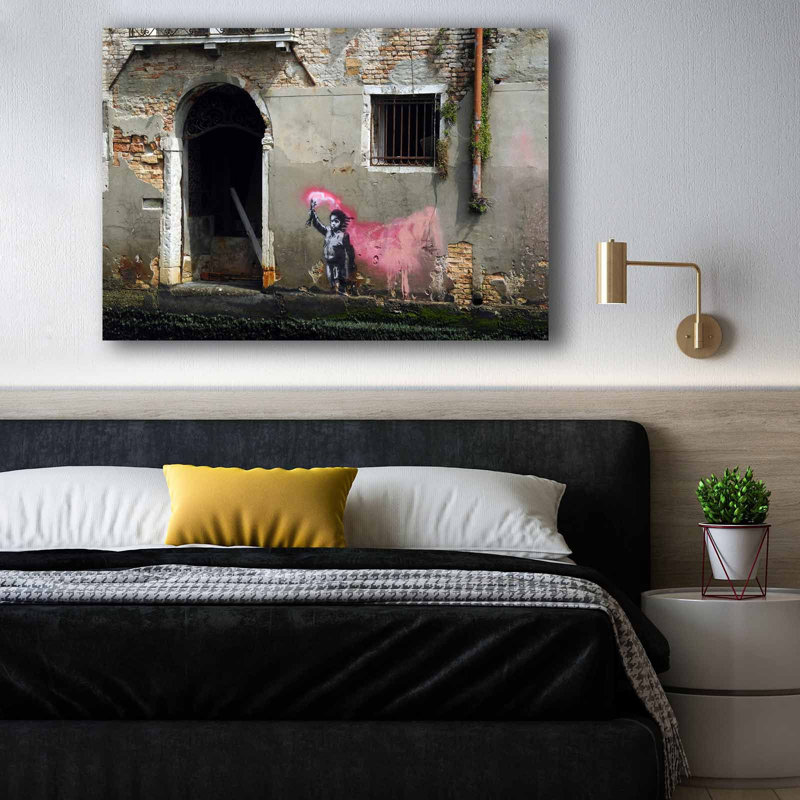 «Pink Graffiti Ape», art mural sur toile