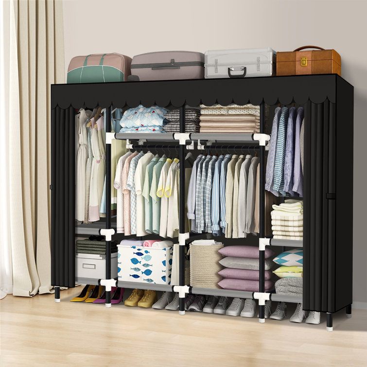 2 Tier Portable Garment Rack Closet Organizer Wardrobe Clothes Storage  Hanger