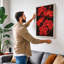 Vibrant Red Blooms Botanical - Wrapped Canvas-1976089365-1976089374