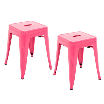 18 Inch Industrial Metal Counter Stools, Stackable Classroom Stools, Backless Metal Dining Chairs For Indoor Outdoor, Kitchen Bar Stools (Set of 2)