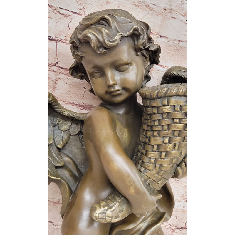 Hand Made A.Moreau Baby Girl Angel Putti Wall Mount Bronze Sculpture