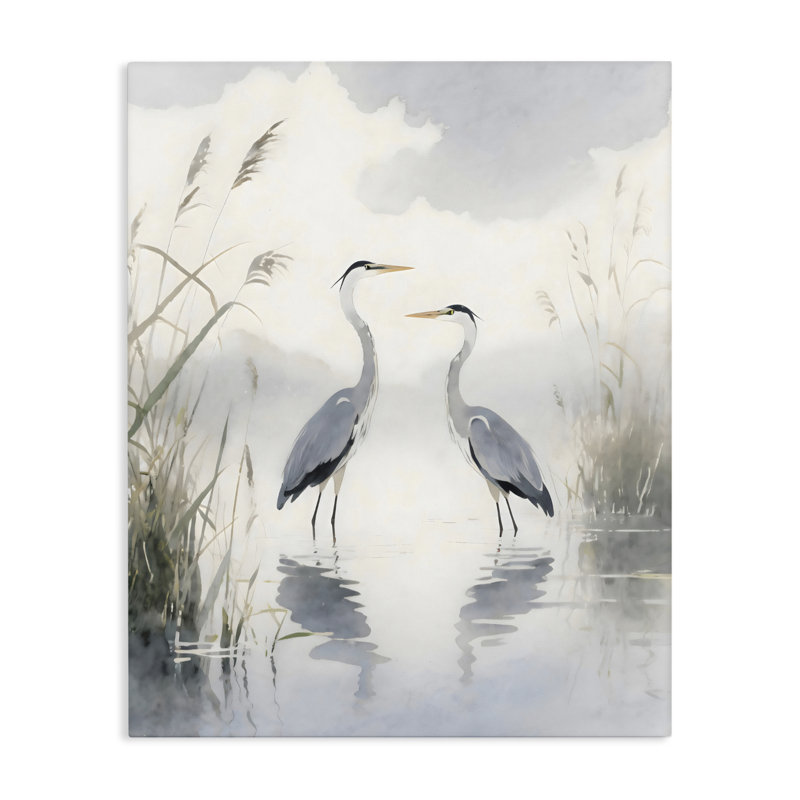 Toile Serene Wetlands Heron Reflections, design par Creative Studio, 20 x 16