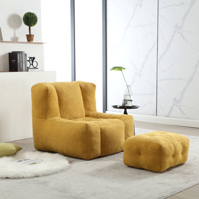 Fauteuil à billes Fluffy, fauteuil à billes confortable pour adultes et enfants, fauteuil paresseux super doux avec mousse à mémoire de forme et repose-pieds, fauteuil à billes à foyer moderne pour salon, chambre à coucher, appartement