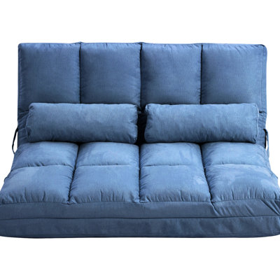 Folding Chair Bed - Convertible Couch With Adjustable , 2 Pillows, 40.25" L, Blue Floor , Space Saving by Corrigan Studio