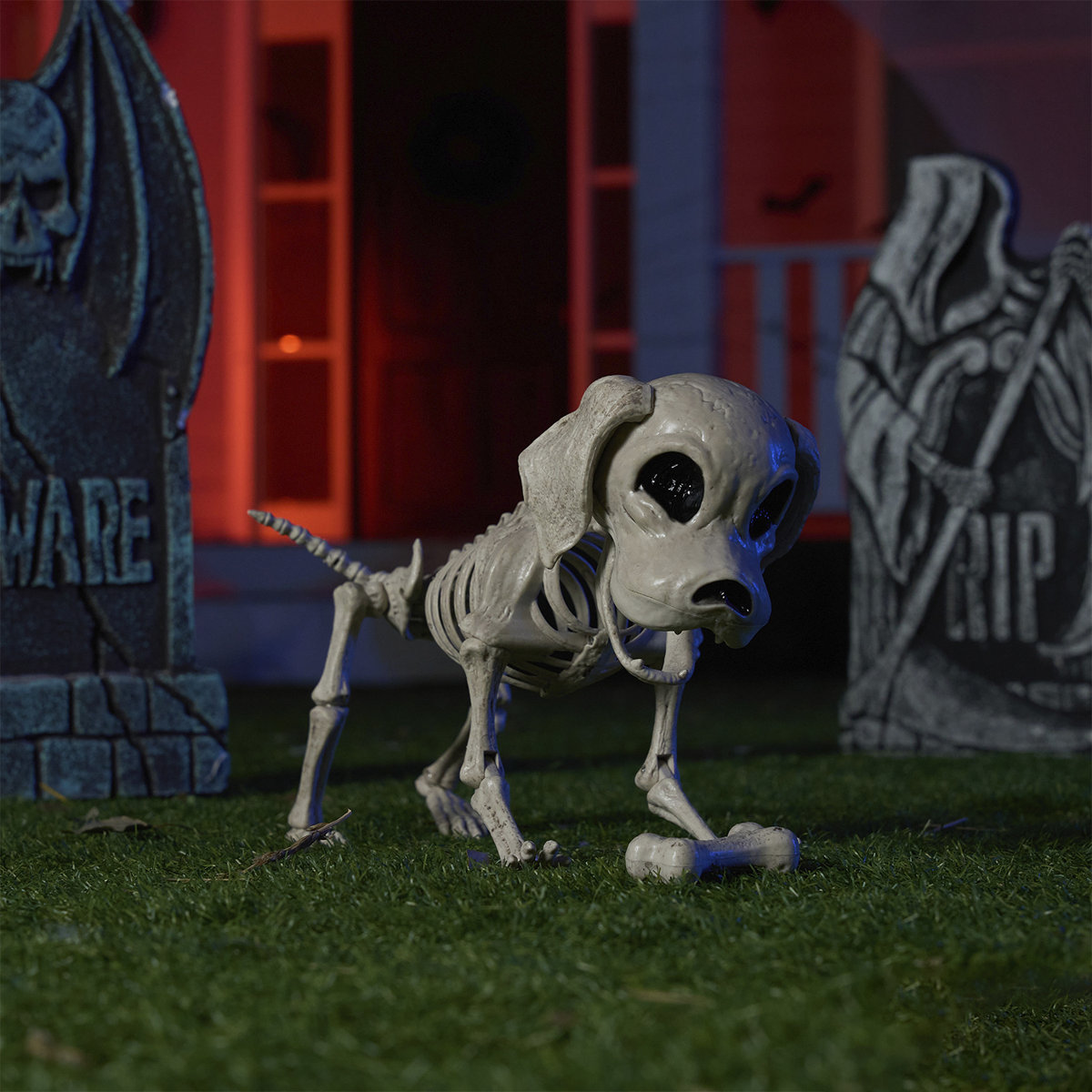 The Holiday Aisle® Posable Halloween Dog Skeleton Full Body Posable ...
