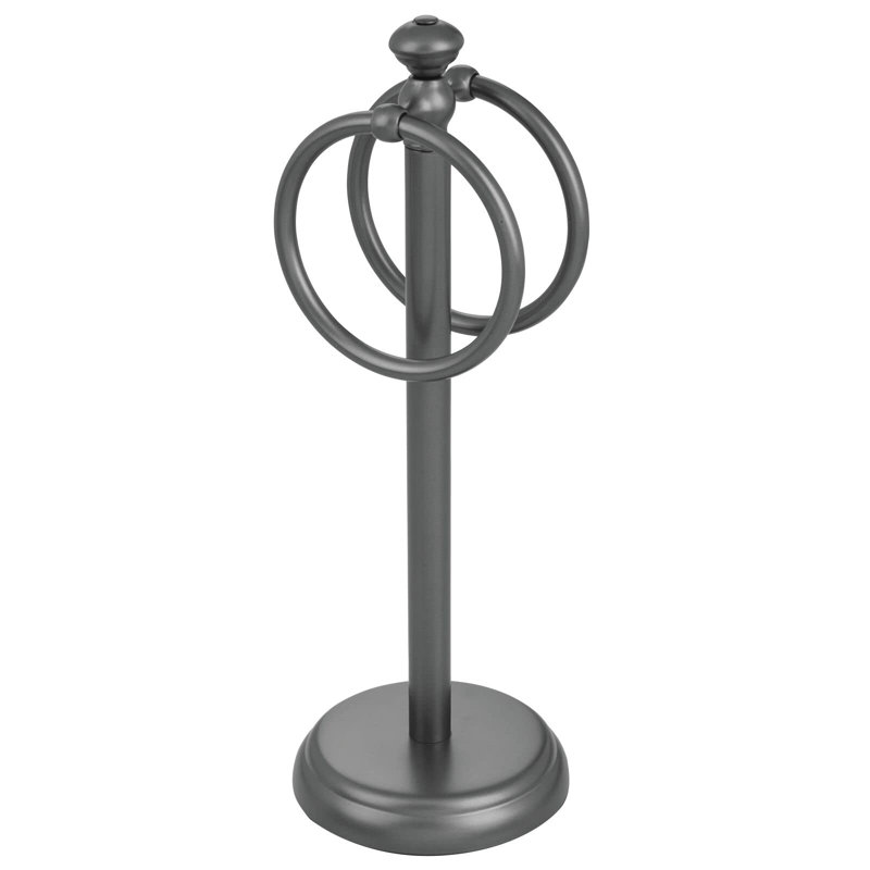 Porte-serviettes en acier avec 2 anneaux de suspension mDesign, gris