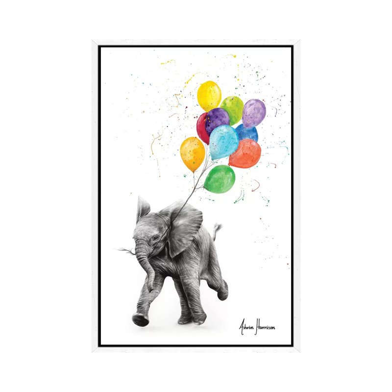 Elephant Freedom by Ashvin Harrison - Print on Canvas, White Framed, 101.6 cm H x 66.04 cm W