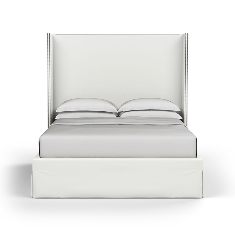 Lit tapissier Kaiser Box, Très grand, Velours moelleux blanc