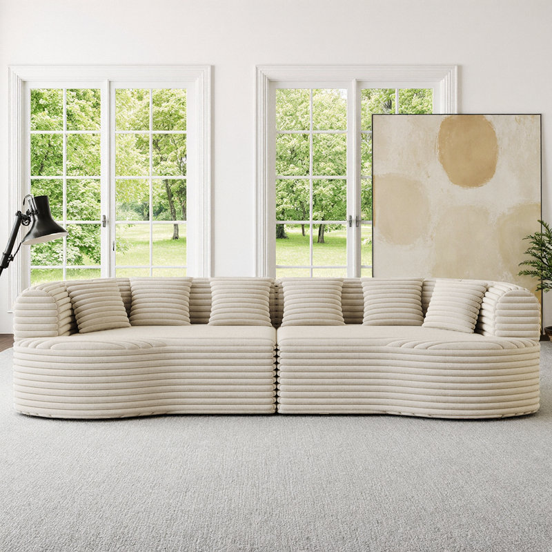 Canapé modulaire incurvé surdimensionné sans os Boneless, Beige