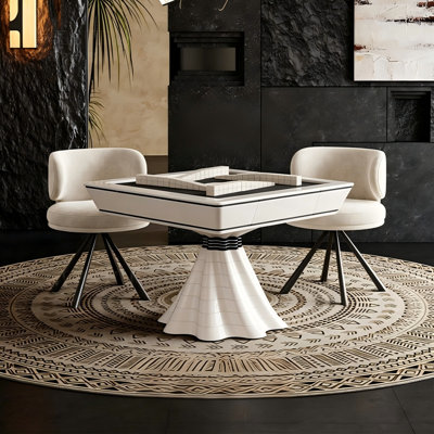 Modern Light Luxury Fully Automatic Cyclone Coaster Mechanism Mahjong & Dining Combo Table for Chinese Rules
