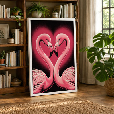 Flamingos in Love Modern 1 Piece Wrapped Canvas Wall Art