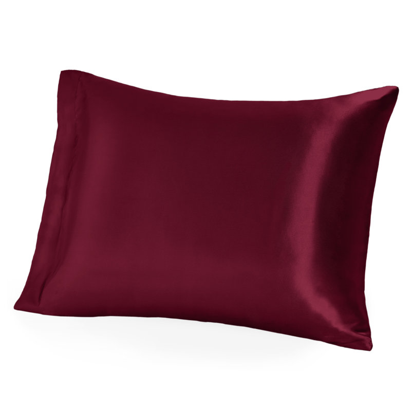 100% Mulberry Silk Pillowcase Zipper Closure, 1 Standard (Zipper Closure) Pillowcase, Burgundy