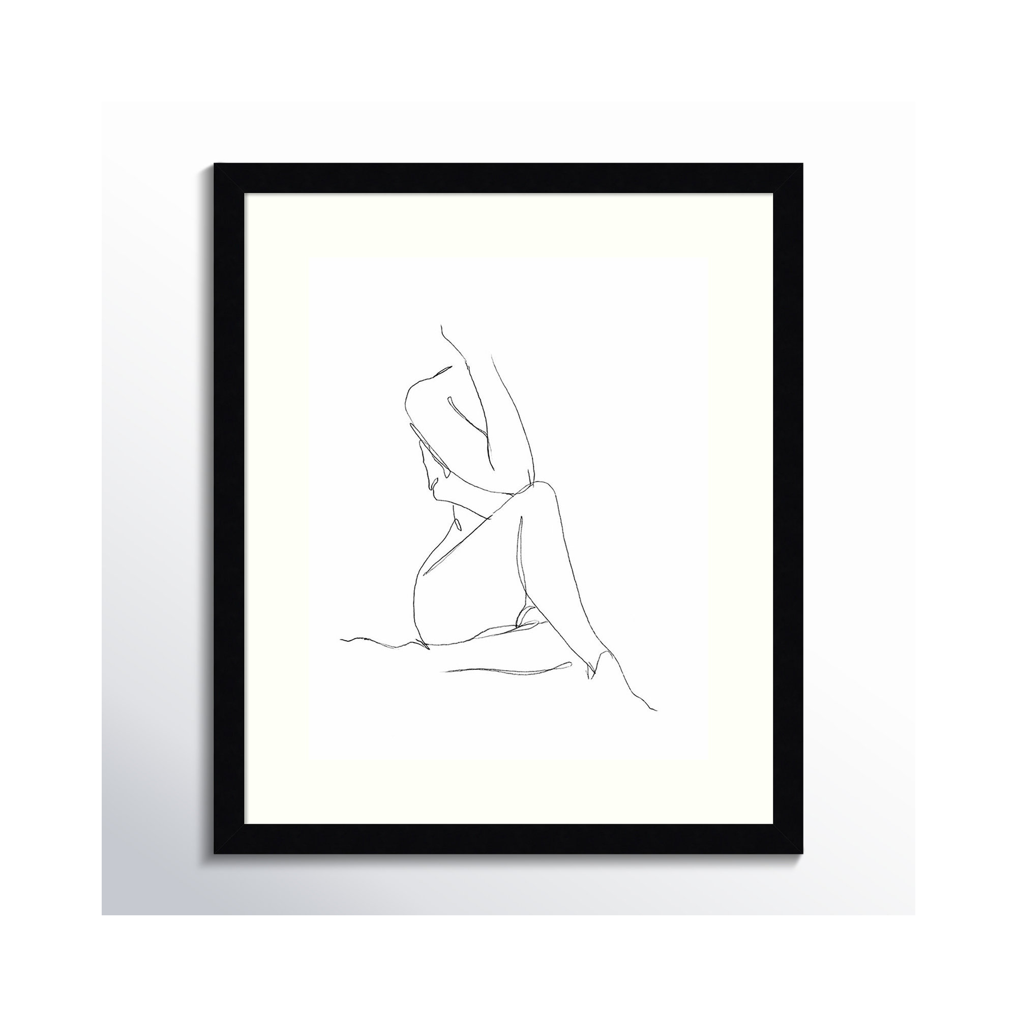 Nude Contour Sketch I by Ethan Harper, Black Framed Paper, 20" H x 17" W