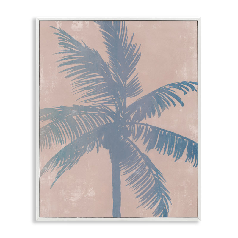 Giclée encadrée de palmier Tropical Haze, design par Ian C., H 30 po x l 24 po, Estampe numérique encadrée blanc bord de mer