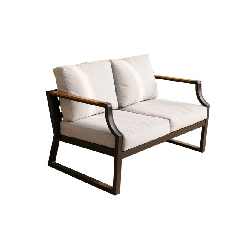 Suarez 50.40'' Wide Rectangle Wood Loveseat, Black
