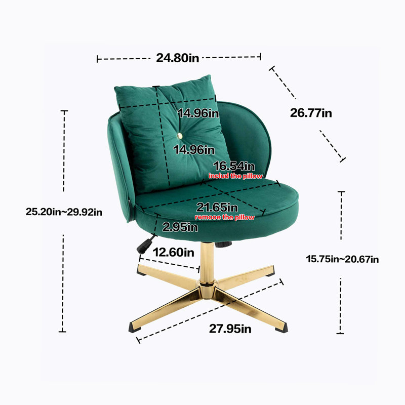 Chaise de bureau Geshia, Or, Vert