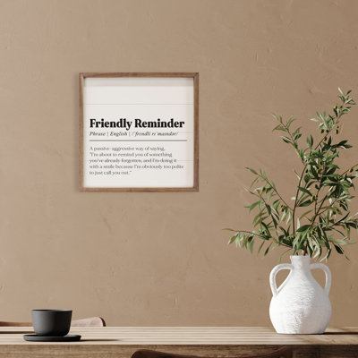 Friendly Reminder Definition White