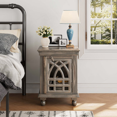 Table de chevet en bois gris antique
