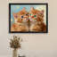 Reproduction d'art encadrée noire avec deux chats bleus aux yeux bleus-1452401441