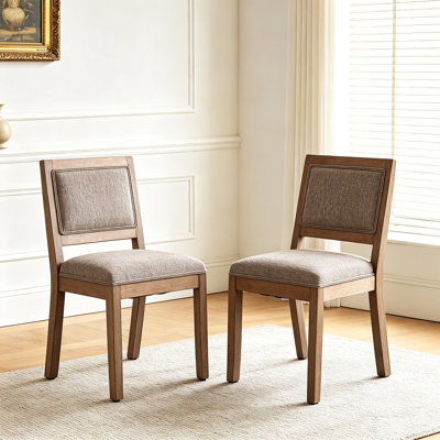 Ensemble de 2 chaises de salle à manger de style campagnard, chaises d'appoint rembourrées en tissu de style Mid-Century moderne, structure en bois franc massif avec coussin rembourré, ressort en S et mousse à haute densité, pour la cuisine, la salle à manger et le coin-repas