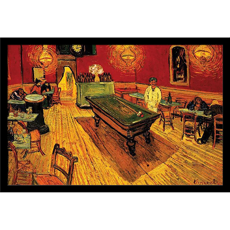 «Night Cafe with Pool Table» par Vincent Van Gogh, reproduction d'impression sur papier, H 26,5 po x l 38,5 po x P 1,25 po