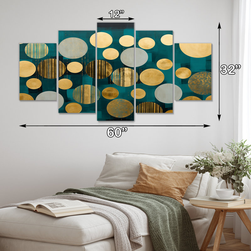 Saroyan - Décoration murale géométrique 5 pièces, H 32 po x l 60 po
