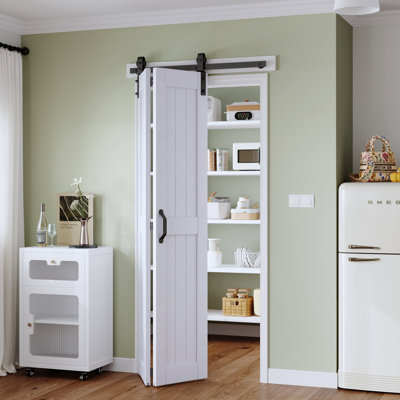 Paneled Manufactured Wood Bi-fold Door with Installation Hardware Kit