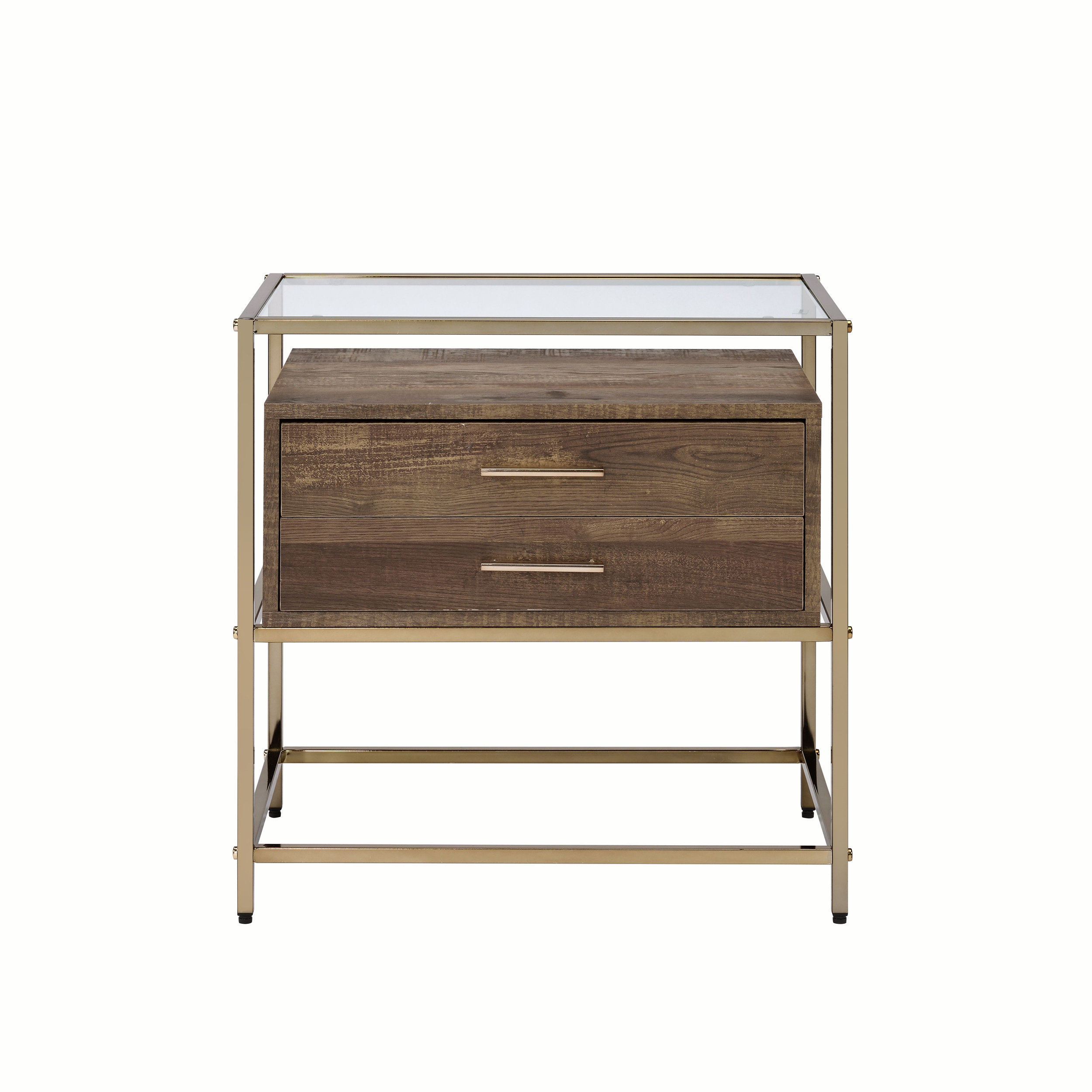 Everly Quinn Glass Top 2 Drawer End Table Wayfair