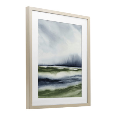 «Sage Shadows Landscape», reproduction encadrée sous verre, design par 1x