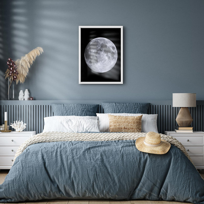 Photographie de haute résolution pleine lune, passionné de l'espace, petite œuvre d'art, H 10 po x l 8 po, Blanc