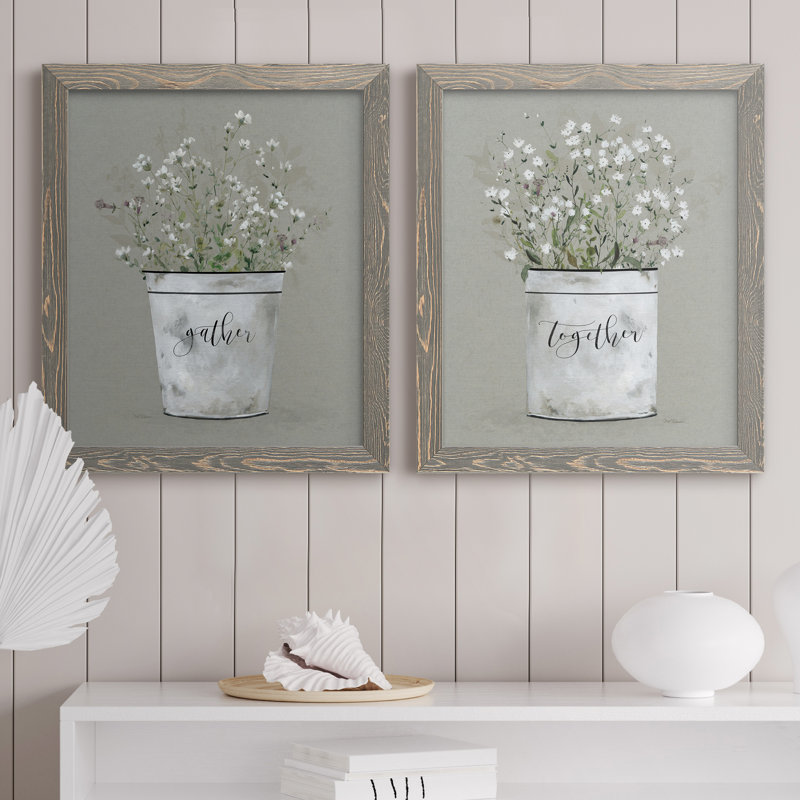 Bouquet de grâce, ensemble de 2 photos sur toile, Encadré gris, H 20 po x l 34 po x P 1,5 po