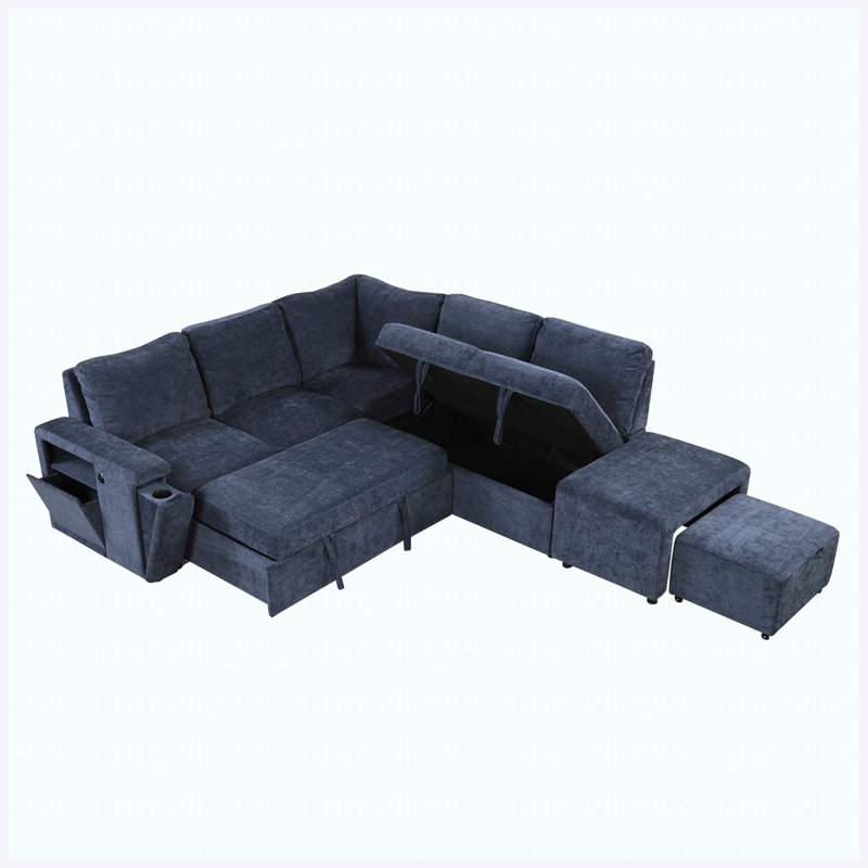 Port USB modulaire escamotable avec porte-gobelet et canapé-lit pour salon, appartement et bureau