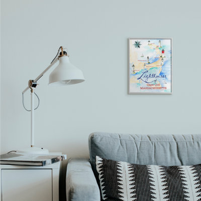 " Coastal Map Of Cape Cod Massachusetts Lighthouses " by Melissa Hyatt LLC