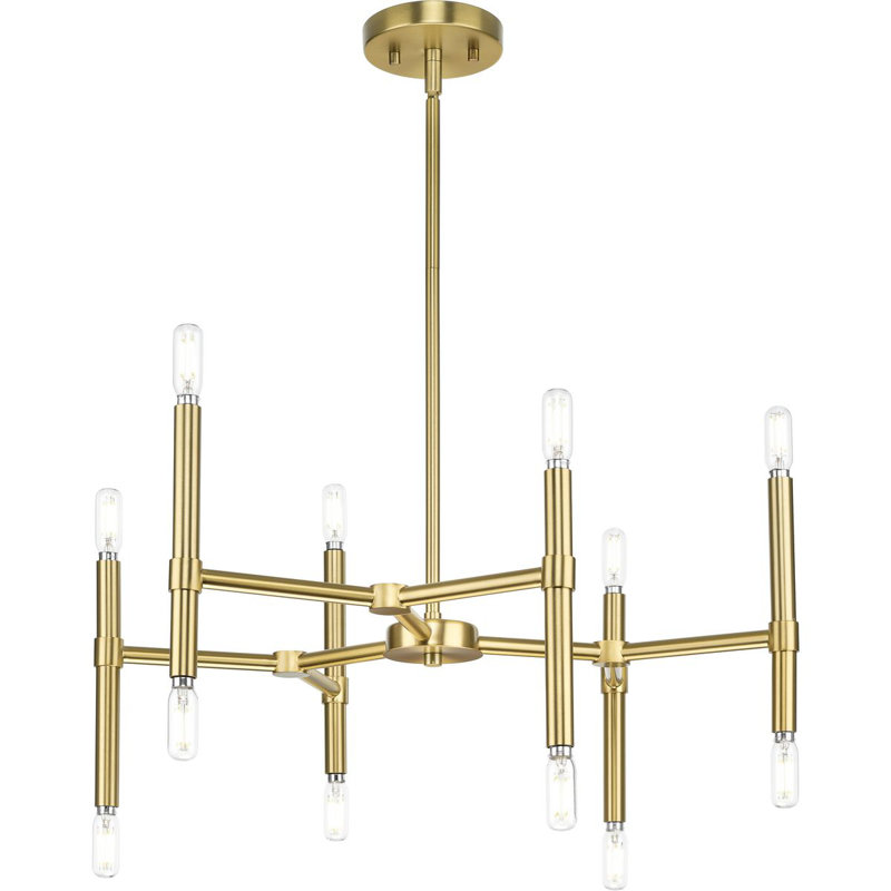 Lustre linéaire moderne à 12 lumières à intensité variable Wroblewski, Or brossé