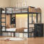 90x190 CM Single Twin Over Twin Bunk Bed with Desk, 3 Drawers and Utility Storage Shelf