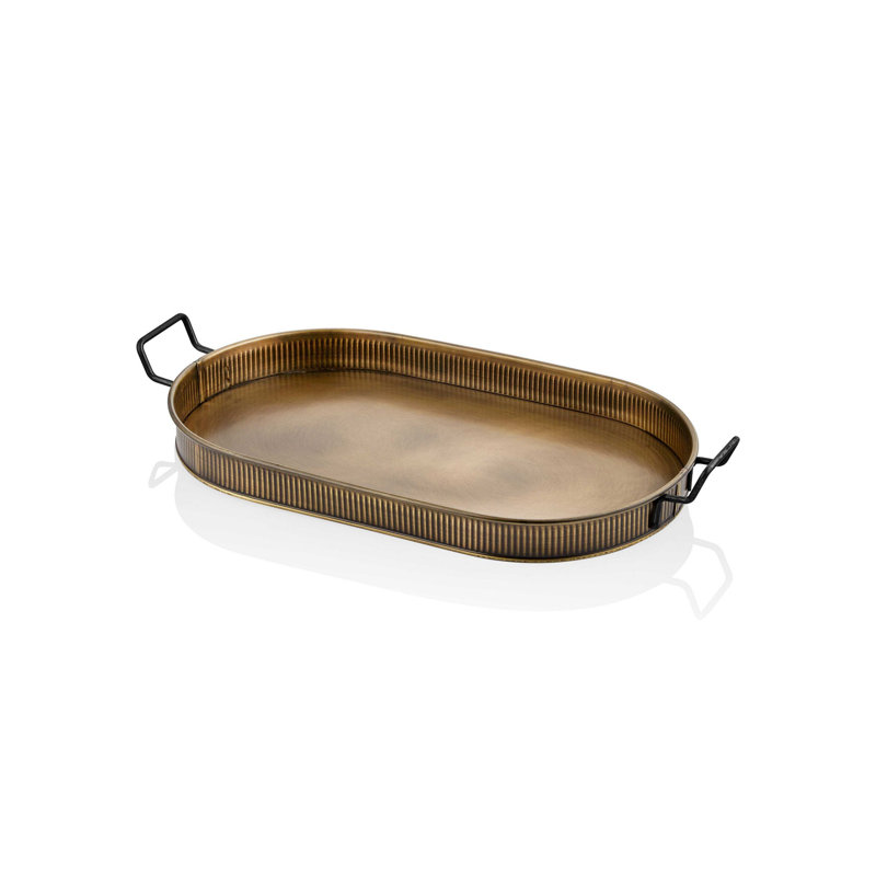 Premium Gold Tray, 25.9 x 12.6 x 2.0 inches | 100% Galvanized Steel, Rust-Resistant & Durable | Ideal for Serving, Decorative Use & Home Décor | Not Dishwasher or Microwave Safe, Elegant Design