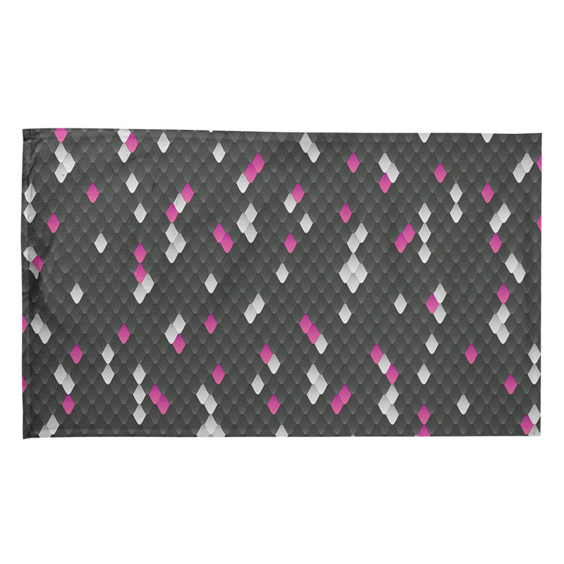Serviette de thé à échelles serpent, Noir / Rose, Sergé de coton