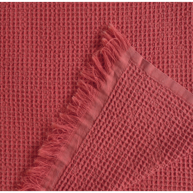 Couvre-lit en coton gaufré KAFTHAN, Simple, Corail