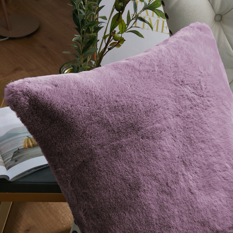 Heavy Faux Fur Throw Pillow Cover, Wood Rose, 26' H x 26' W