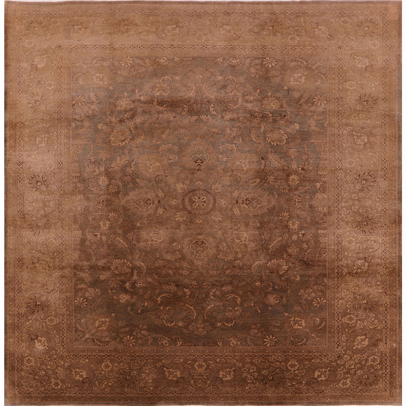Tapis brun à motif oriental, Carré 7 pi