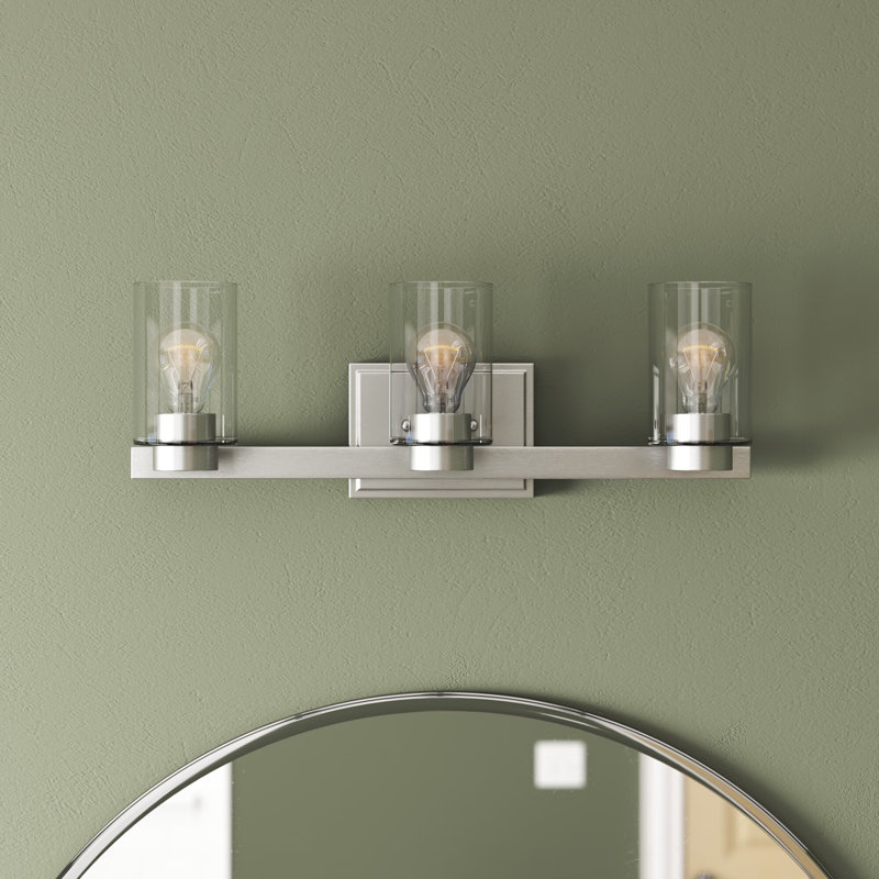 Miley 3-Light Dimmable Vanity Light, Brushed Nickel/Clear