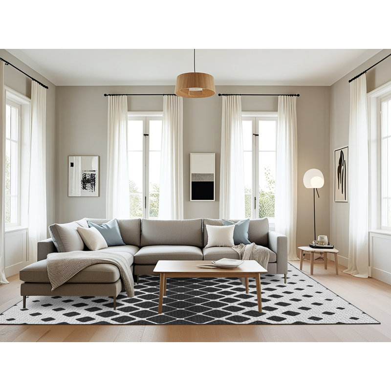 Tapis noir / gris Power Loom, Rectangle 8 pi x 12 pi