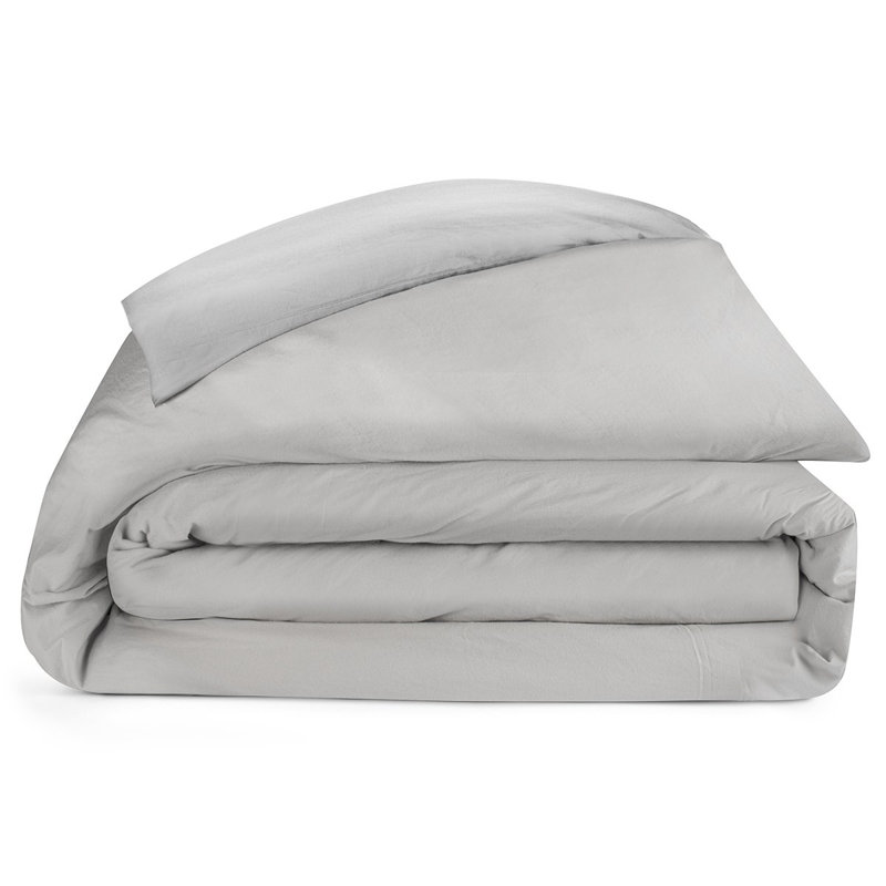 Percale Duvet Cover Set, King Duvet Cover + 2 King Shams, Cloud Gray