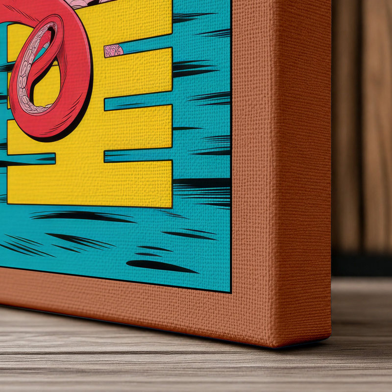 Red Octopus with Characters Modern - Wrapped Canvas, 36x24 - 91.4 x 61.0 cm, Terracotta Border